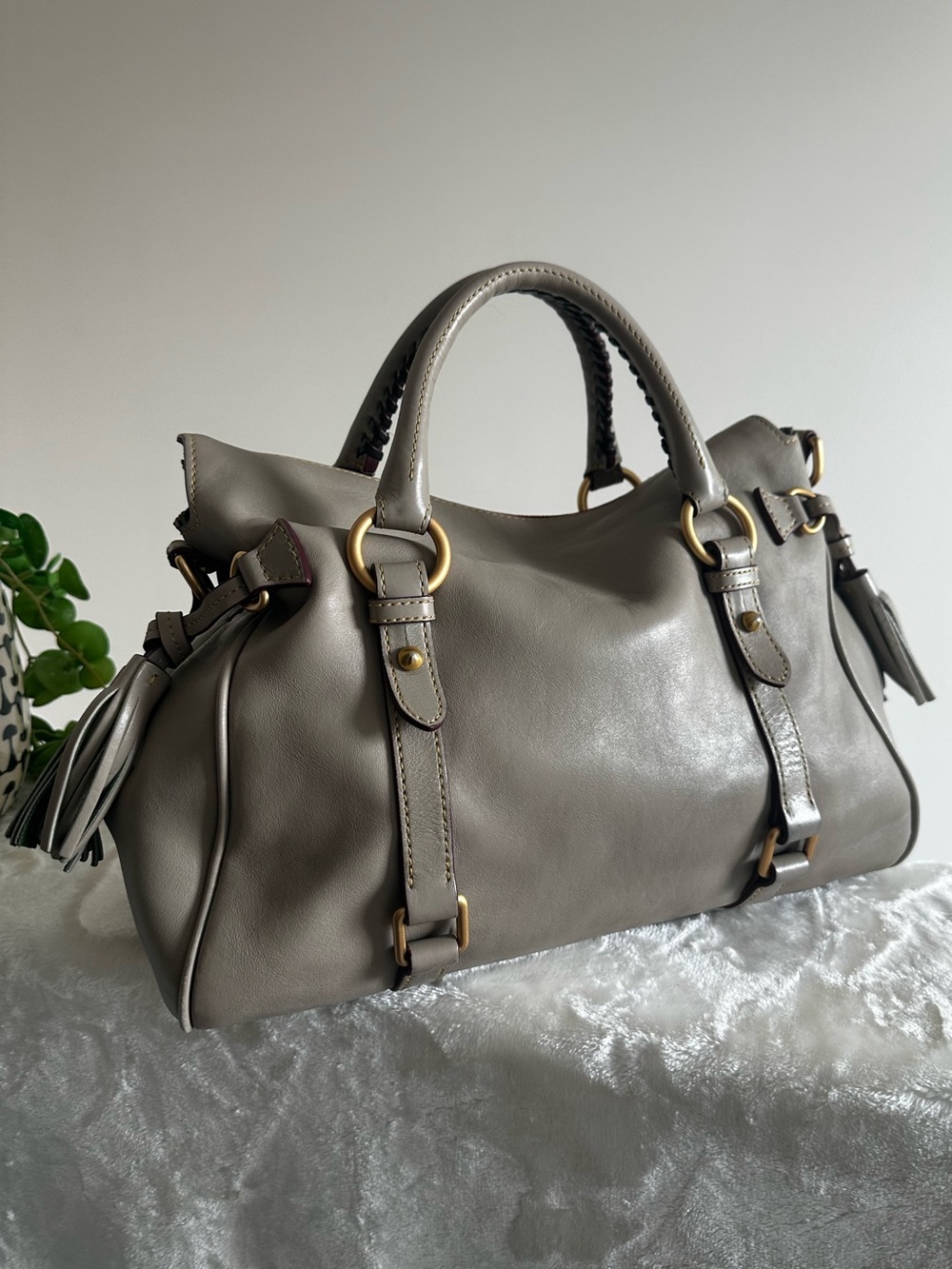 Dooney & Bourke Taupe Florentine Satchel EUC - Picture 5 of 16